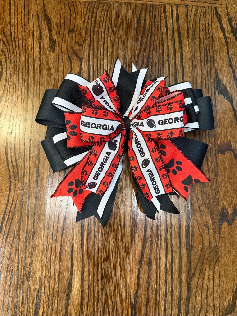Paw Print Holiday Bow Wreath Accent — Red & Black